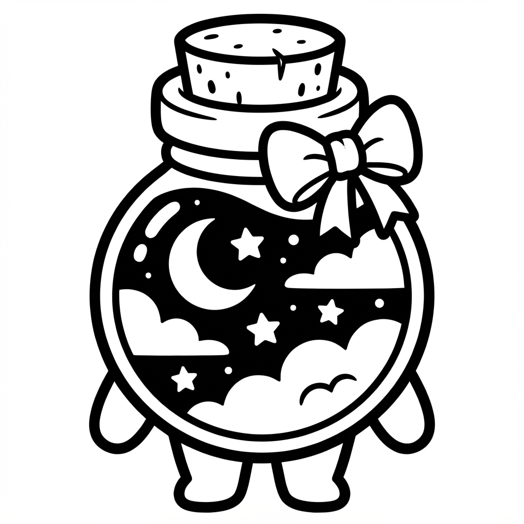 Spa day cucumbers in a jar, ideal for thick line coloring pages.
